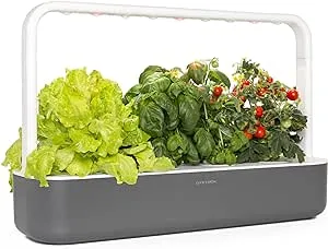 Click & Grow Indoor Herb Garden Kit with Grow Light | Easier Than Hydroponics Growing System | Smart Garden for Home Kitchen Windowsill | Vegetable & Herb Garden Starter Kit with 9 Plant pods, Gray