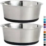 Stainless Steel Metal Dog Bowl Set of 2, Rubber Base, Heavy Duty, Rust Resist...