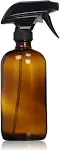 Glass Spray Bottle 16oz Amber Dark Brown Mist Stream Sprayer Refillable Container for Essential Oils Cleaning Kitchen Hair Perfumes 2 pack