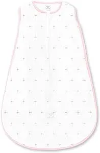 SwaddleDesigns Cotton Sleeping Sack, Wearable Blanket with 2-Way Zipper, Pink