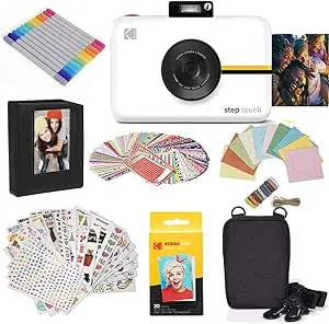 Zink Kodak Step Touch | 13MP Digital Camera & Instant Printer with 3.5” LCD Touchscreen Display, 1080p HD Video (White) Starter Bundle