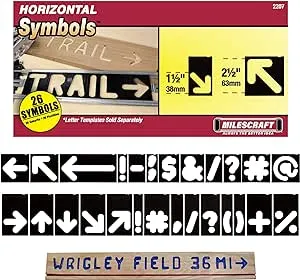 Milescraft 2207 1.5in. & 2.5in. Arrow and Symbol Templates for Sign PRO & Sign Crafter Jig– Rout Custom Wood Signs with Additional Symbols – 26pcs.