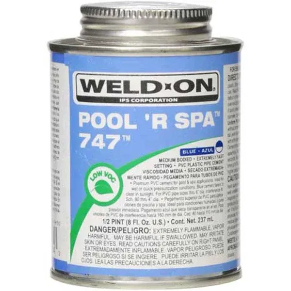 "Weld On 10852 Qt 747 Blue Pool 'r Spa Mb Pvc Cement"