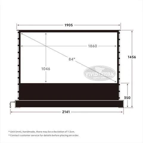 VIVIDSTORM S White Cinema Motorized Tension Floor Rising Projector Screen 92inch / White / All White Design