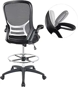 High-Back Mesh Ergonomic Drafting Chair Tall Office Chair Standing Desk Stool