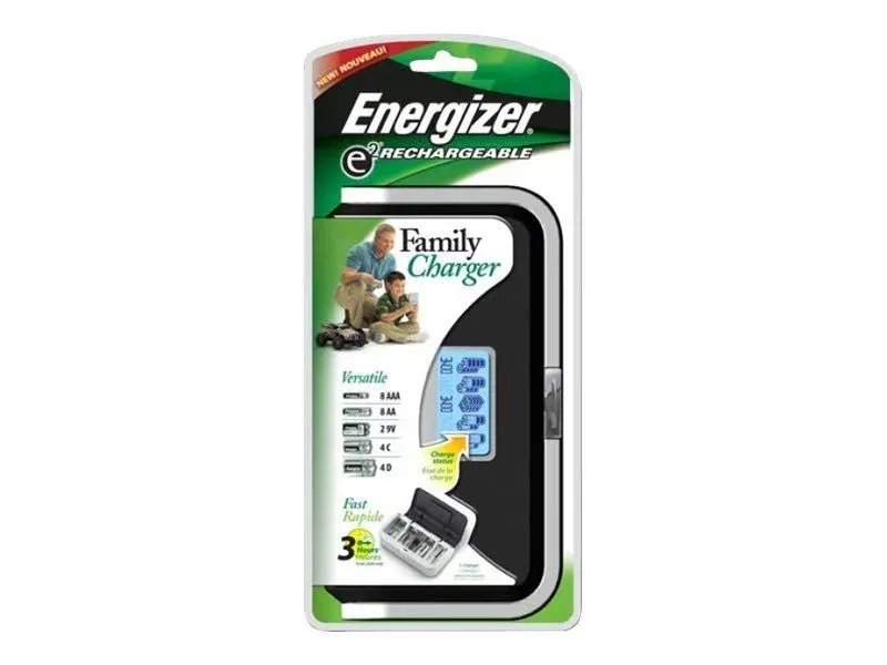 Energizer Rechargeable Battery Charger for C Cell, D Cell, AA, AAA, and 9V Rechargeable Batteries