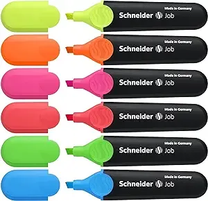 Schneider Job Highlighters - Assorted Colours (Pack of 6)