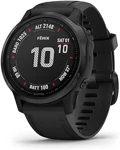 Garmin Fenix 6S Pro, Premium Multisport GPS Watch, Smaller-Sized, features Mapping, Music, Grade-Adjusted Pace Guidance and Pulse Ox Sensors, Black (Renewed)