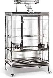 Prevue Pet Products Large Stainless Steel Play Top Bird Cage, Rust Resistant Metal Cage for Birds with Rooftop Ladder and Playtop