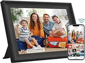 akimart 32GB FRAMEO 10.1 Inch Smart WiFi Digital Photo Frame 1280x800 IPS LCD Touch Screen, Auto-Rotate Portrait and Landscape