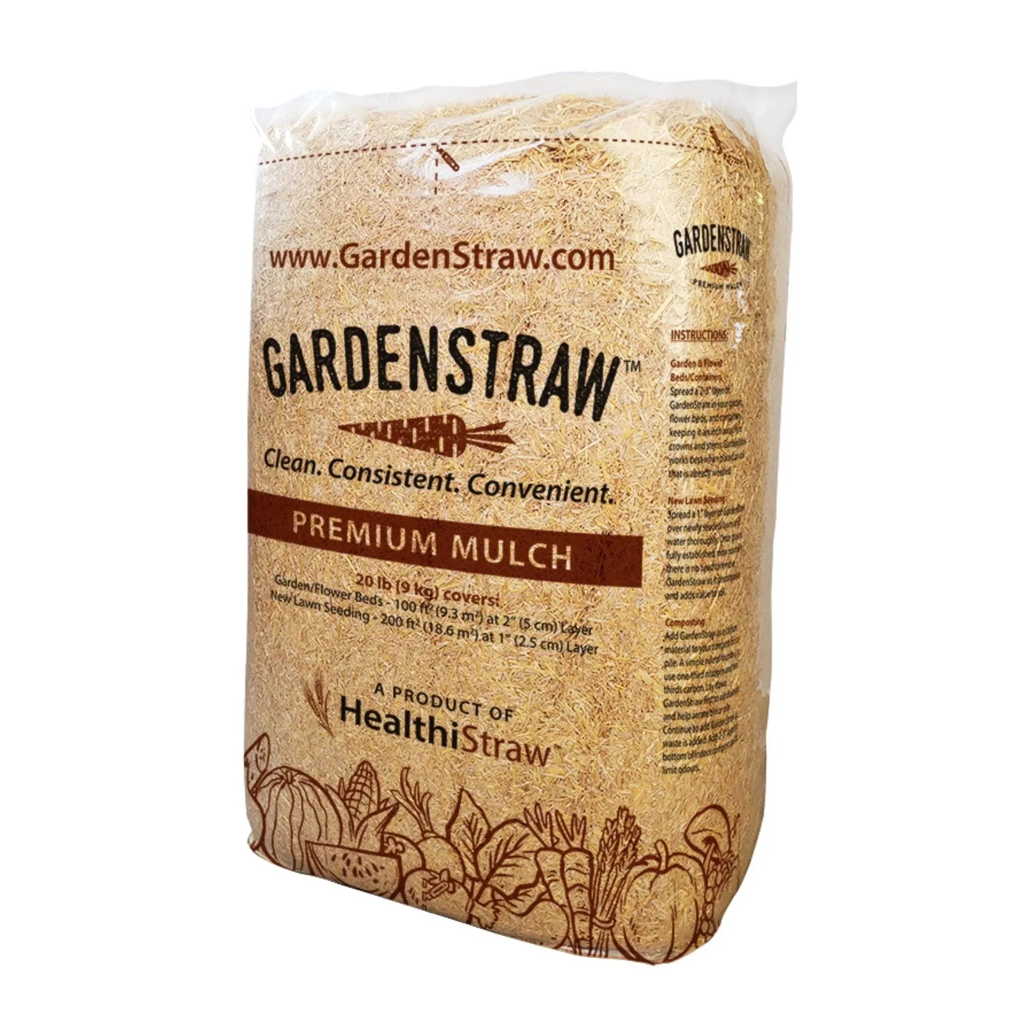 HealthiStraw GardenStraw All-Natural, Clean, Sustainable Garden Straw Mulch for Gardens and Grass Seeding, 3 cu ft