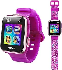 VTech KidiZoom Smartwatch DX2, Special Edition Floral Birds with Bonus, Pedometer, Vivid Violet Wristband