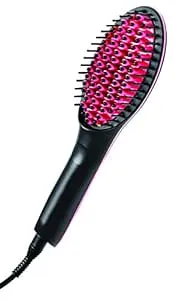 Simply Straight Ceramic Hair Straightening Brush, Black/Pink