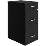 Space Solutions 18in Deep 3 Drawer Metal Organizer File Cabinet Black