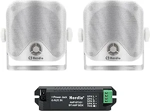 Herdio 4 Inches Marine Box Bluetooth Speakers -Compact Waterproof Audio Sound System with 100 Watt Power for Boat Golf Cart Jeep ATV UTV Truck Heavy