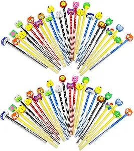 Etmact 50 Pack Assorted Colorful Cartoon Animal Pencil Eraser Novelty Dot & Stripe