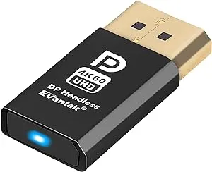 DisplayPort 4k60Hz Headless Ghost Display Emulator for PC DP Dummy Plug -fit Headless 1080@120Hz-4096x2160@60hz FHD-2P