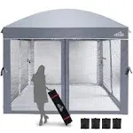 Canopy Tent with Netting Screen,10x10 Easy Pop Up Gazebo for Outdoor Gray