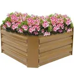 Sunnydaze Galvanized Steel Square Raised Garden Bed - 24 in - Brown