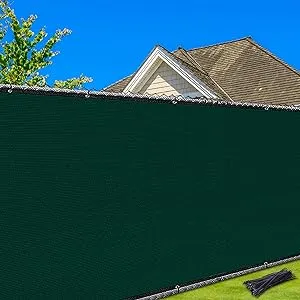 Privacy Screen Fence – 5’X 50’ Heavy Duty Mesh Shade Net Barrier with Bindings &amp;