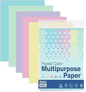 BAZIC 25 Sheets Pastel Color Multipurpose Paper 8.5 x11   Colored Copy Paper Fax Laser Printing (25/Pack)  1-Pack