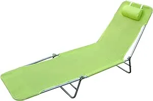 Outsunny Adjustable Reclining Beach Sun Lounge Chair - Green