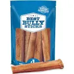 Best Bully Sticks All Natural 6 Inch Thick Bully Sticks for Large Dogs - 100% Free-Range Grass-Fed Beef - Single-Ingredient Grain & Rawhide Free Dog Chews - 5 Pack