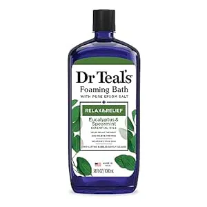 Dr Teal's Foaming Bath with Pure Epsom Salt, Relax & Relief with Eucalyptus & Spearmint, 34 fl oz (Packaging May Vary)