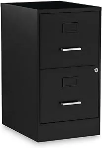 Alera - Soho Vertical File Cabinet, 2 Drawers: File/File, Letter, Black, 14" x 18" x 24.1"