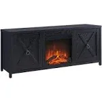 Granger Rectangular TV Stand with Log Fireplace for TV\'s up to 65" in Black