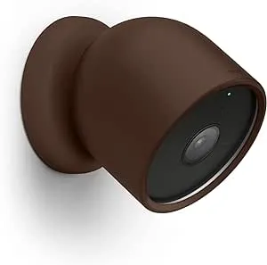 elago Silicone Cover Compatible with Google Nest Cam Outdoor or Indoor (Battery) - Magnetic Mount Cover Included, All Weather Protection, Easy Installation [Dark Brown]