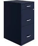 Space Solutions 18in Deep 3 Drawer Metal Organizer File Cabinet Navy