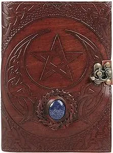 Komal's Passion Leather Hocus pocus book of spells journal book of shadows writing notebook deckle edge paper unlined (8x6, Deckle Edge Paper Brown)