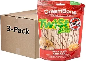 DreamBone Twist Sticks, Rawhide-Free Chews for Dogs, with Real Chicken, 50-Count (3 Pack)