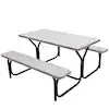 Costway Picnic Table Bench Set Outdoor Backyard Patio Garden Party Dining All Weather - White