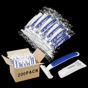 Disposable Razors in Bulk,razors individually wrapped bulk,Twin Blade Razors with Clear Safety Cap and Shaving Cream, Razors For Homeless, Hotel,Air Bnb,Shelter/Homeless/Travel(200 PCS)