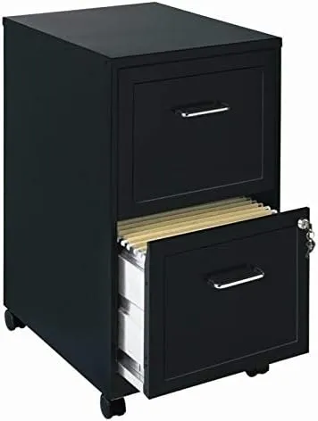 Scranton & Co 18" Deep 2 Drawer Mobile Smart File Cabinet in Black