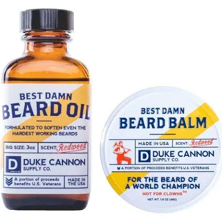 Duke Cannon Supply Co. Beard Bundle: Best Beard Oil, 3oz + Beard Balm, 1.6oz / Made with Natural and Organic Ingredients