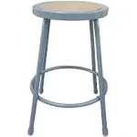 Alera - Industrial Metal Shop Stool, Backless, Supports Up to 300 lb, 24" Seat Height, Brown Seat, Gray Base