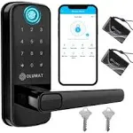 Olumat Smart Door Lock with Handle - Keyless, Fingerprint, Black