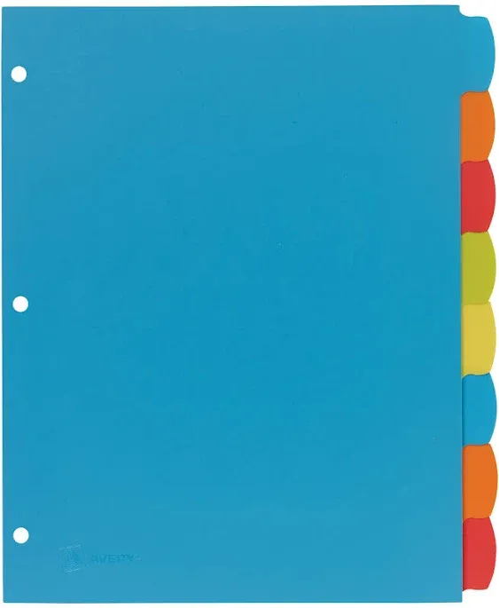 Avery Big Tab Write & Erase Durable Plastic Dividers, 8-Tab Set, Multicolor Brights, 3 Sets (21210)