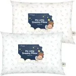 2pk Toddler Pillow - Soft Organic Cotton Toddler Pillows for Sleeping - 13x18 Small Pillow for Kids - Pastel Rainbow