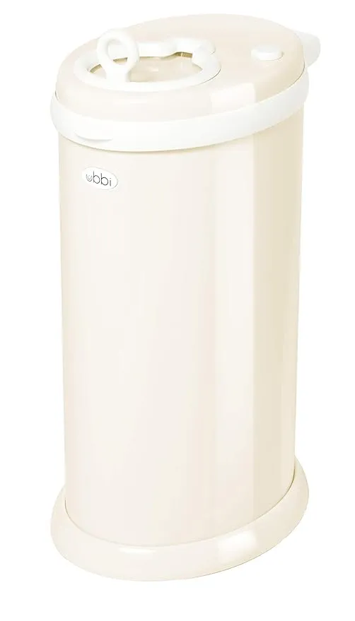 Ubbi Steel Diaper Pail, Odor Locking, No Special Bag Required, Award-Winning, Registry Must-Have, Ivory