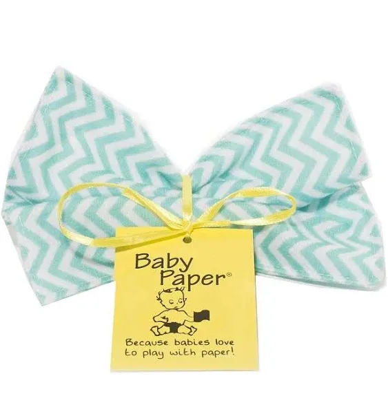 Baby Paper – 2 Pack of Crinkly, Sensory Toys, Black & White Stripe, Turquoise Zig Zag