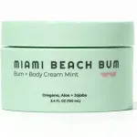 Miami Beach Bum, Bum + Body Butter Cream, Daily Moisturizer w/Oregano Oil for Body Acne, Keratosis Pilaris, Razor Burn, Ingrown Hairs, After Sun Lotion w/Aloe, Jojoba & Tea Tree, Mint, 3.4oz…