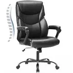 JHK Office Chair with Ergonomic Padded Armrest, Lumbar Support, Strong Metal Base PU Leather, Black