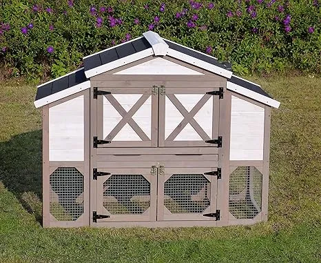 zoovilla Country Style Chicken Coop Metal Nest Box with Asphalt Roof Panels