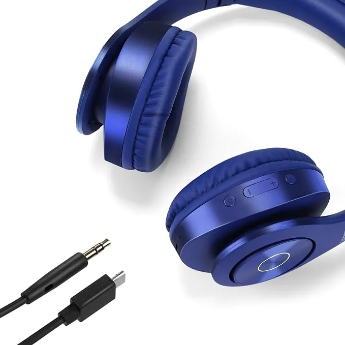 TUINYO Bluetooth Headphones Wireless, Over Ear Stereo Wireless Headset 40H Playtime with deep bass, Soft Memory-Protein Earmuffs, Built-in Mic Wired Mode PC/Cell Phones/TV-Dark Blue …