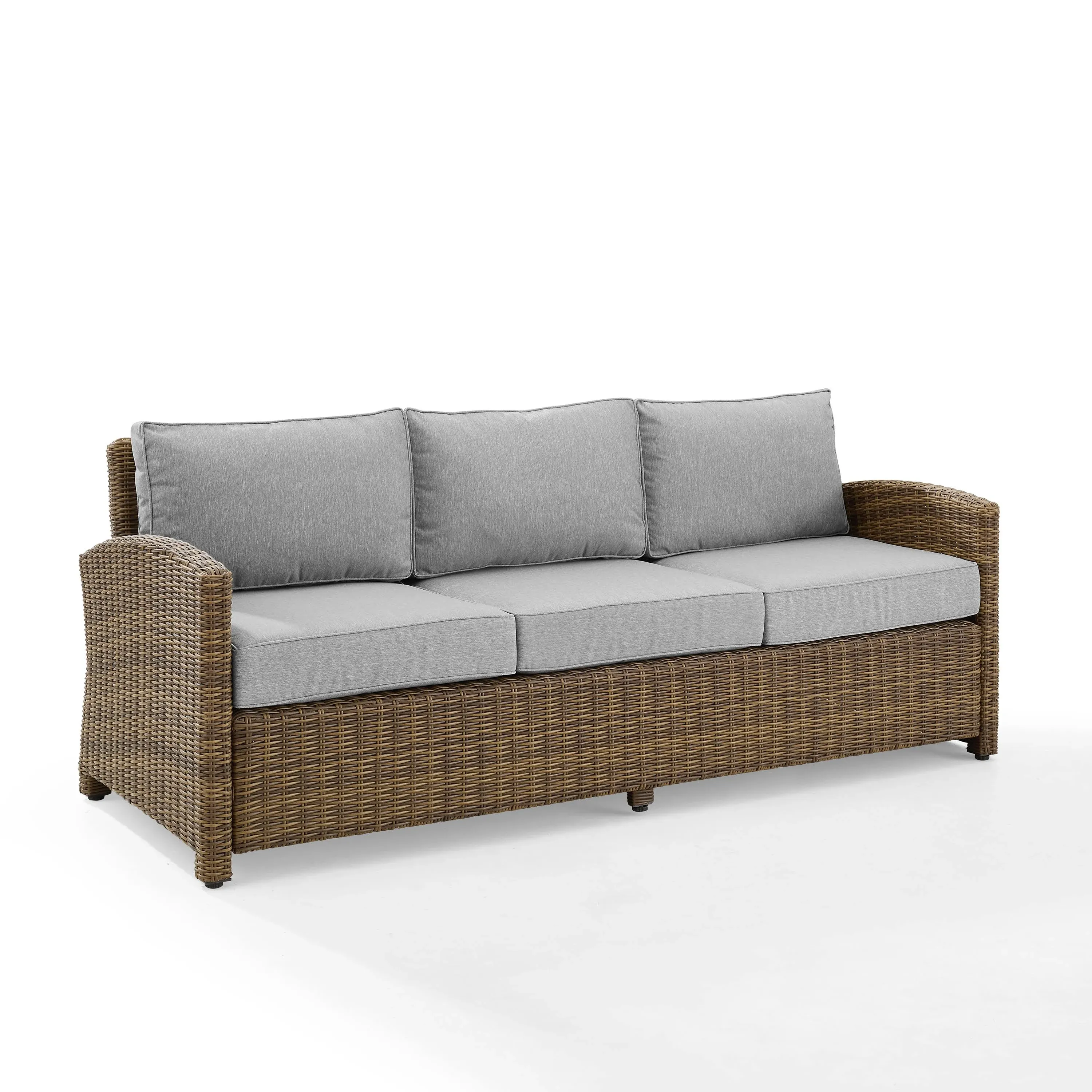 Bradenton Outdoor Wicker Sofa - Gray/Weathered Brown - Crosley