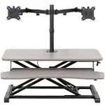 Vivo 32" Standing Desk Riser with Articulating Dual 13" to 30" Monitor Mount, Gray Top, Black Frame, DESK-V000K-M2G